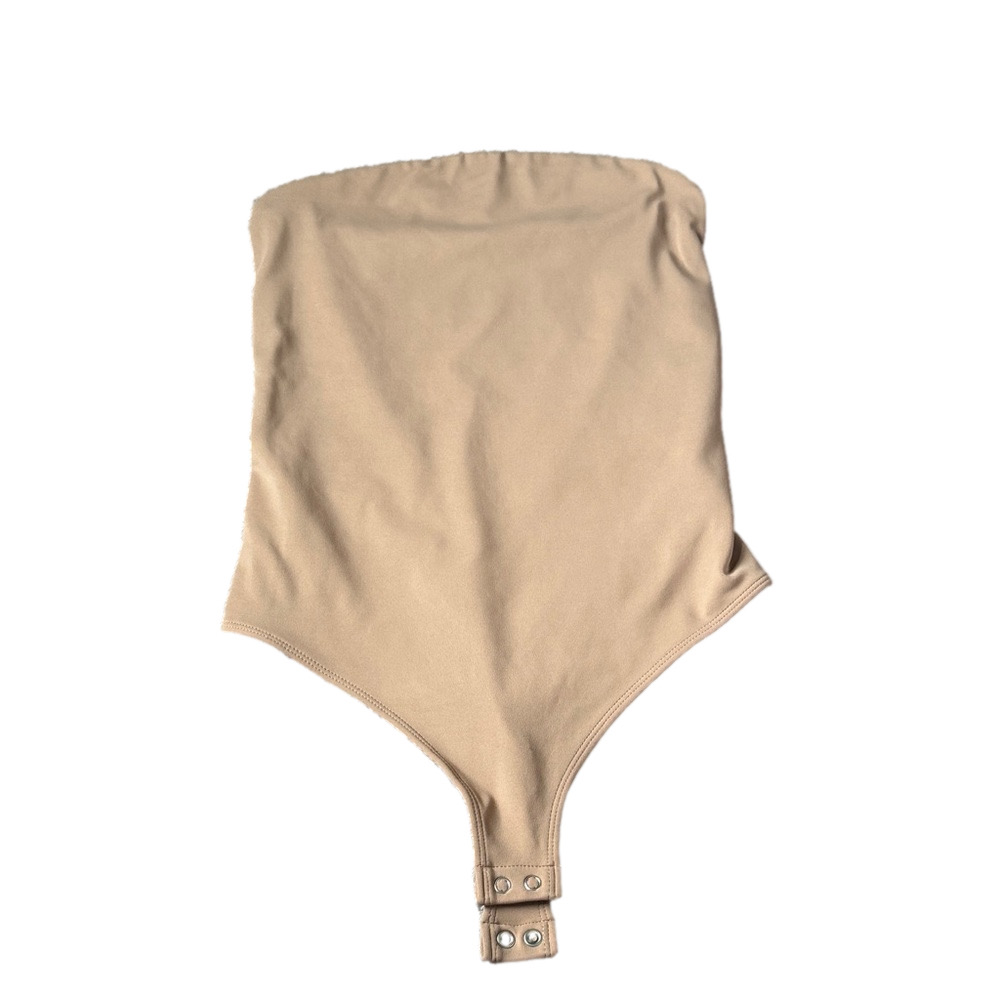 Express Body Contour Strapless Tube Top Bodysuit Beige Nude Size XS
